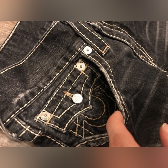 True religion jeans size 30 black with white stitching - Picture 5 of 10